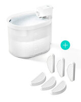 PET-ZERO Kabelloser Katzenbrunnen, mit Akku-Kabel, weiss, inkl. 6 Filtern